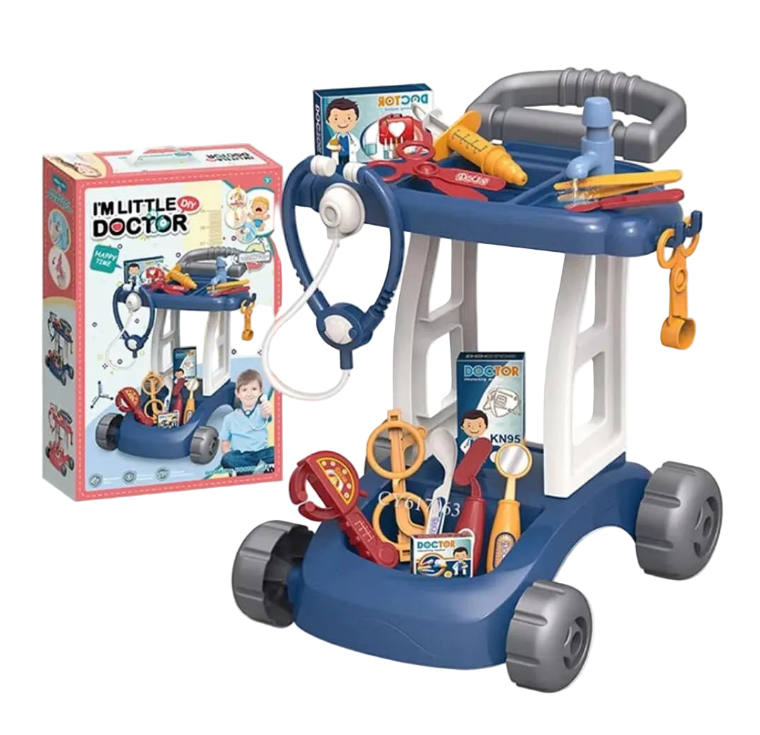 Little Doctor DIY medical cart with working sink, blue, main view