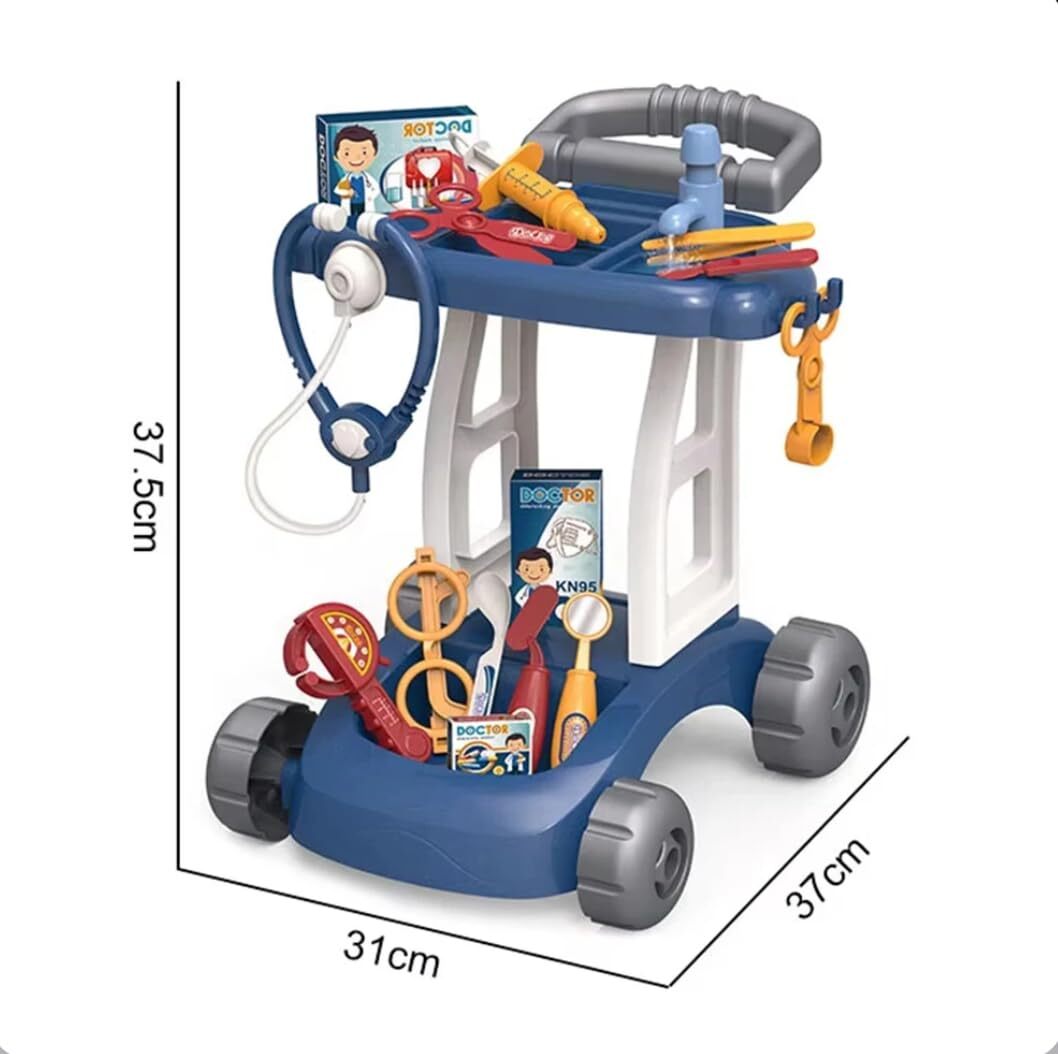 Little Doctor DIY medical cart with working sink, blue, view 3