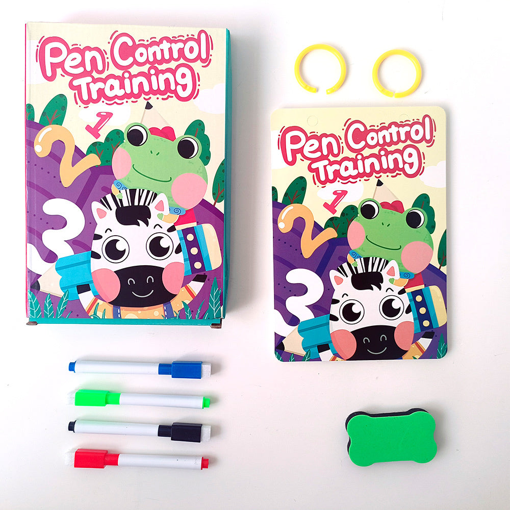 Kids early learning pen control tracing book, full set with markers and eraser