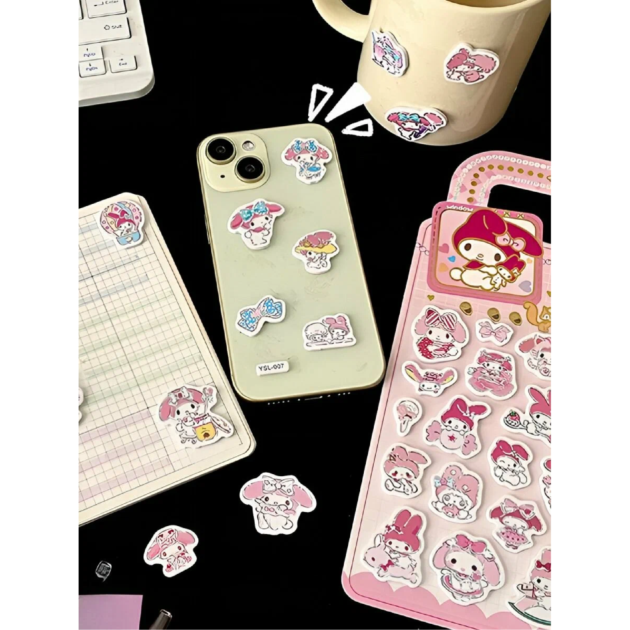 Kawaii character DIY foam sticker packets, pink alternate view