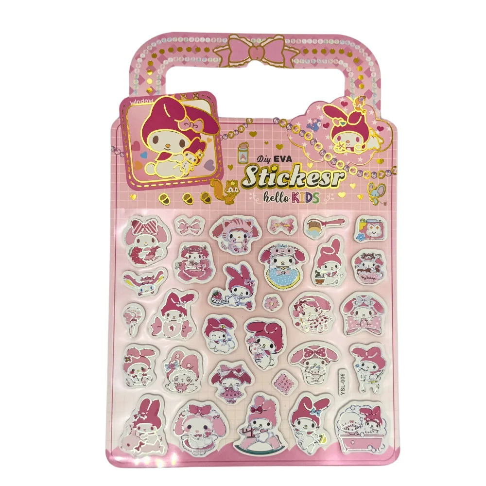Kawaii character DIY foam sticker packets, pink