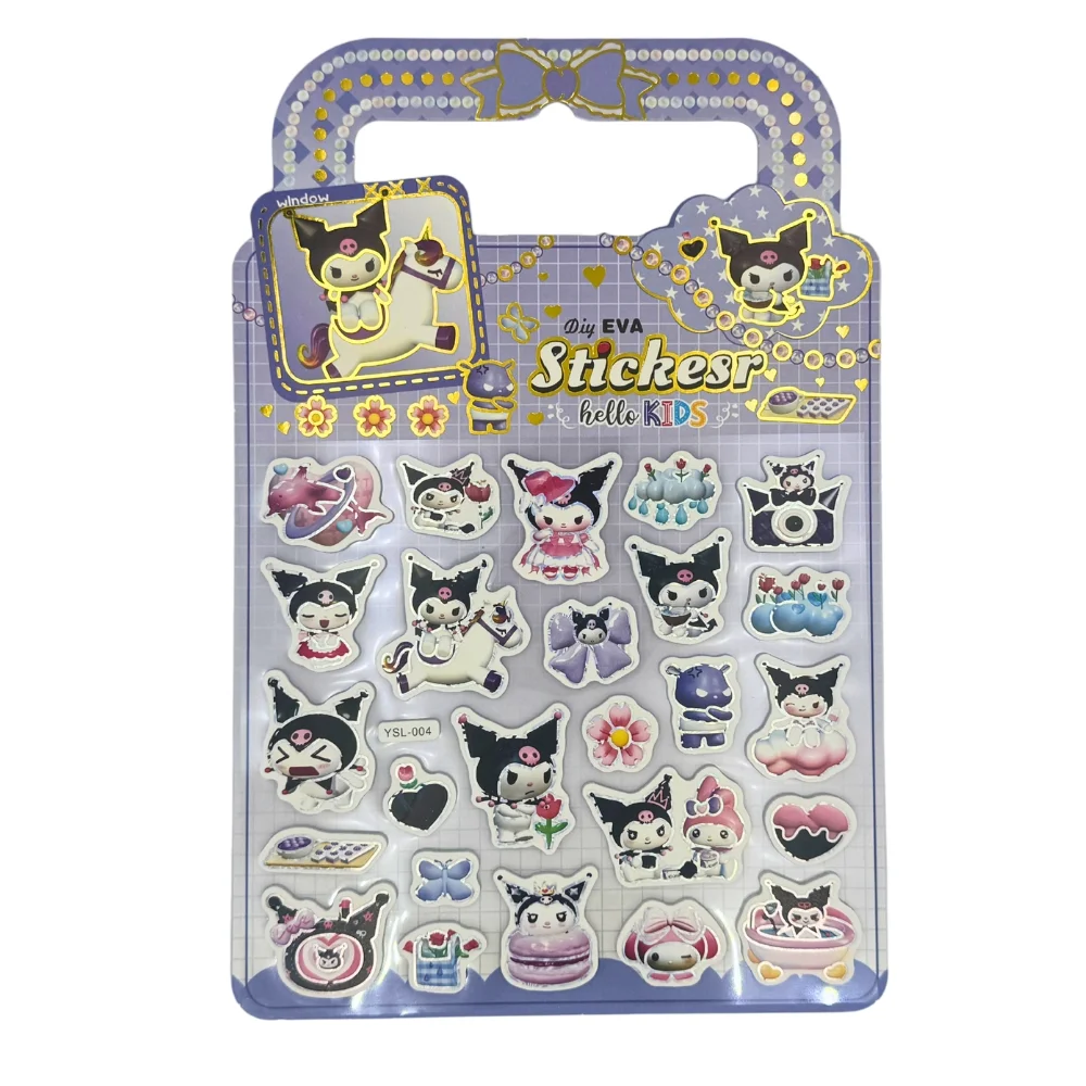 Kawaii character DIY foam sticker packets, violet