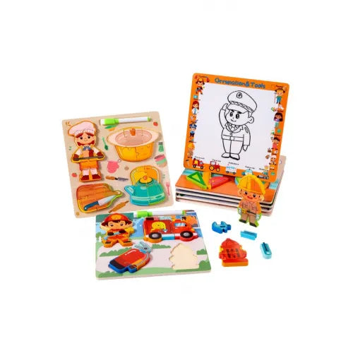 Little Worker career match and draw puzzle board, main view