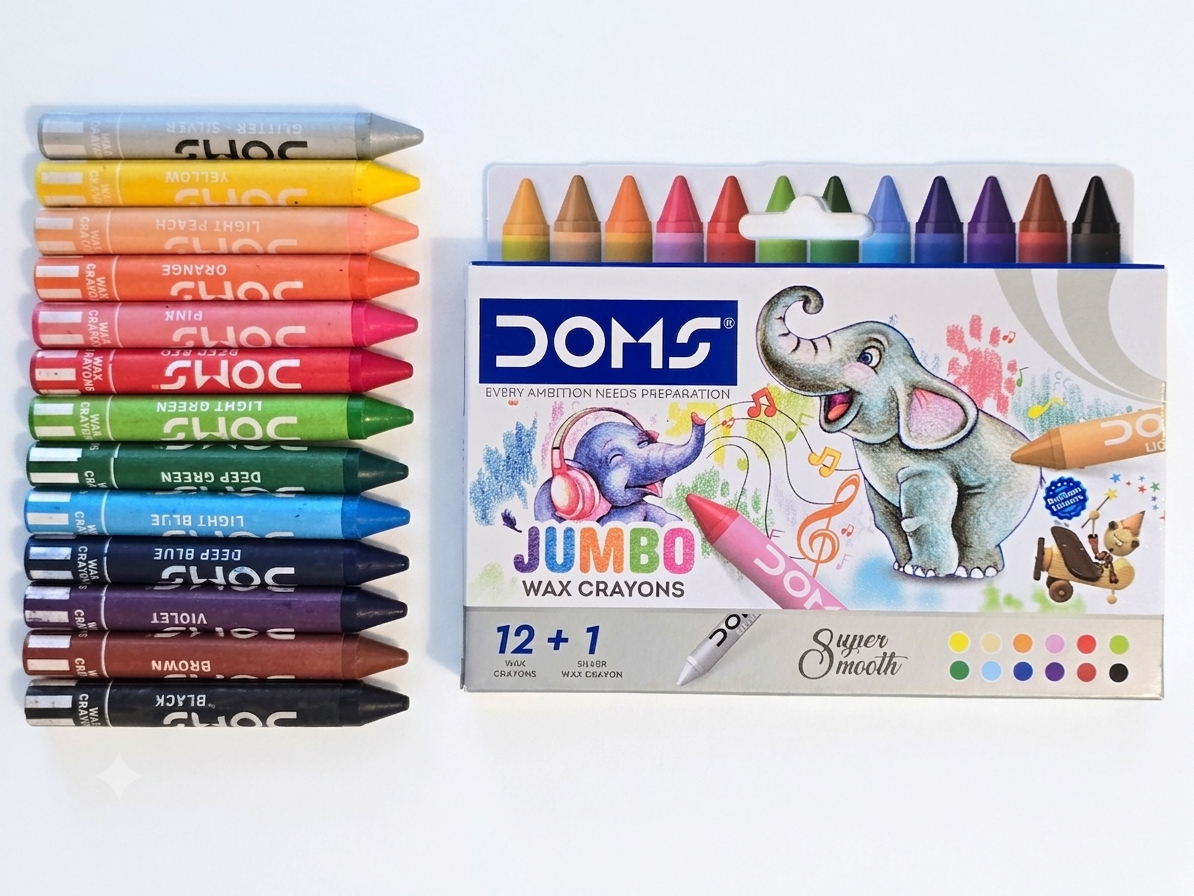 DOMS Jumbo Wax Crayons (12 + 1 Silver) Set