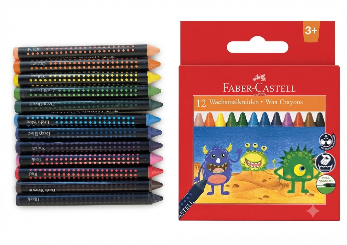 Faber-Castell 12 Wax Crayons Set