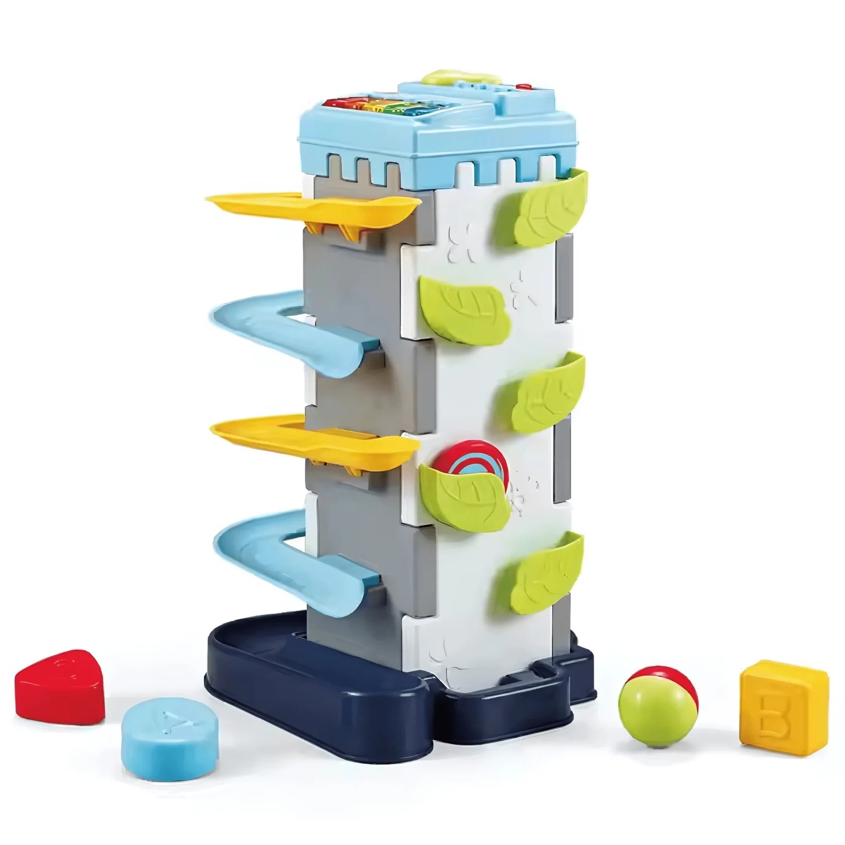 Youleen piano and ball drop track activity tower, view 2