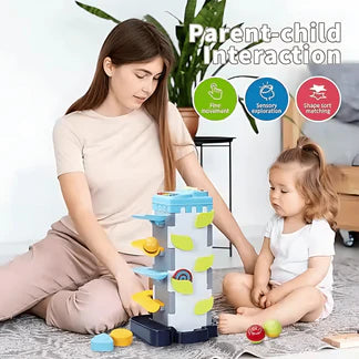 Youleen piano and ball drop track activity tower, view 4