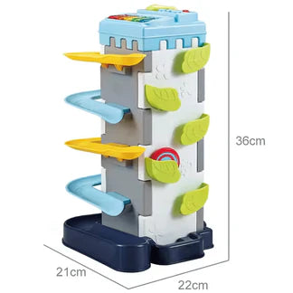 Youleen piano and ball drop track activity tower, view 3