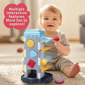 Youleen piano and ball drop track activity tower, view 5