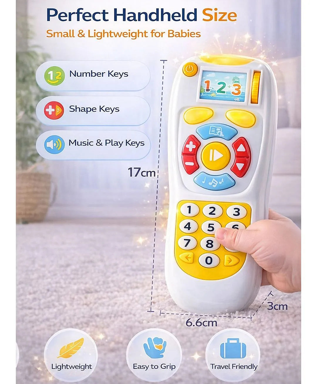 Youleen early education musical TV remote control toy, view 3