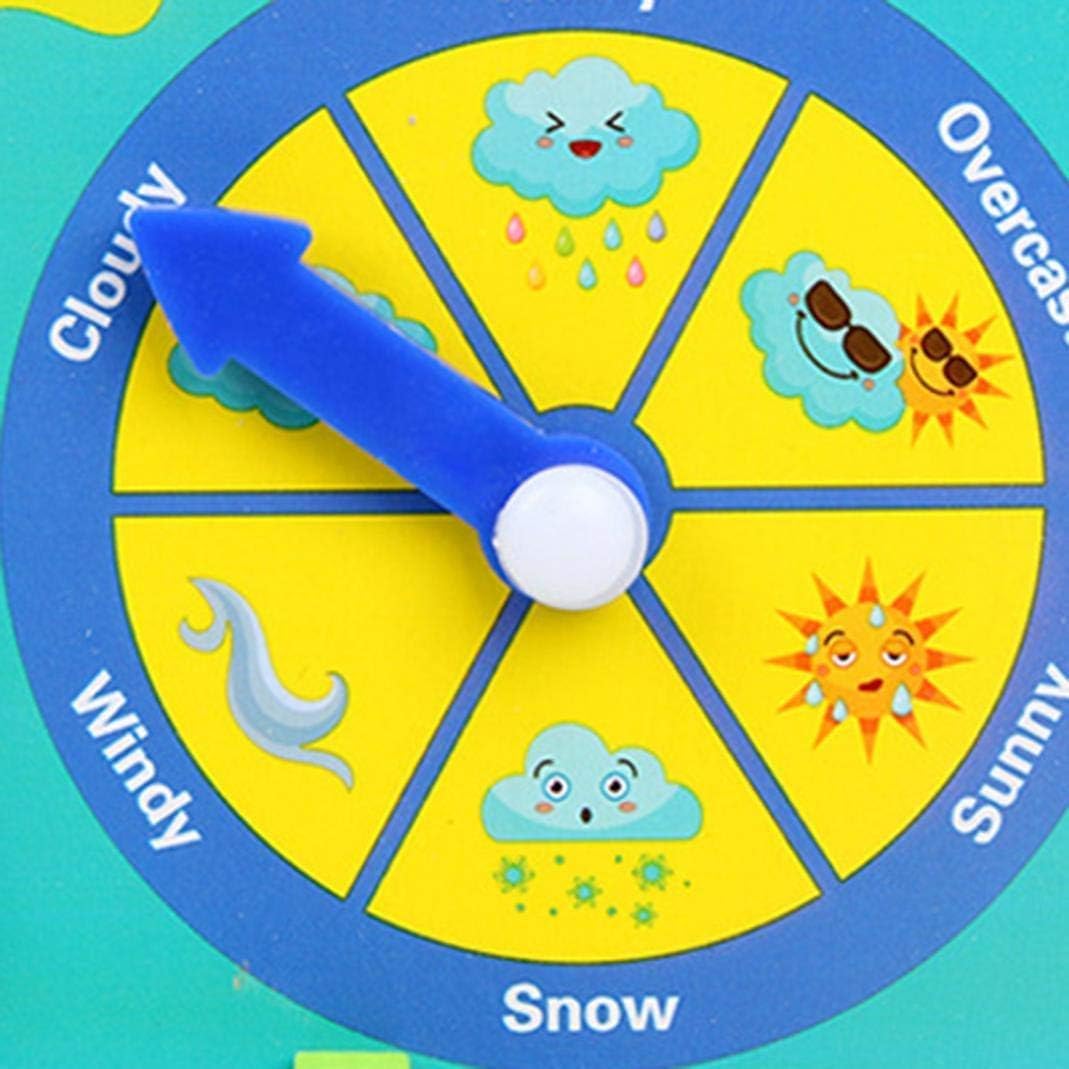 Wooden multifunctional daily calendar and learning clock, close-up of dials