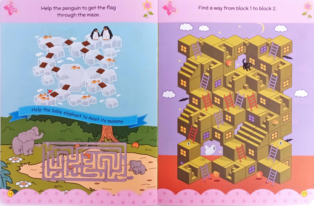 Fun with Maze for Smart Kids Activity Book (16 Pages)