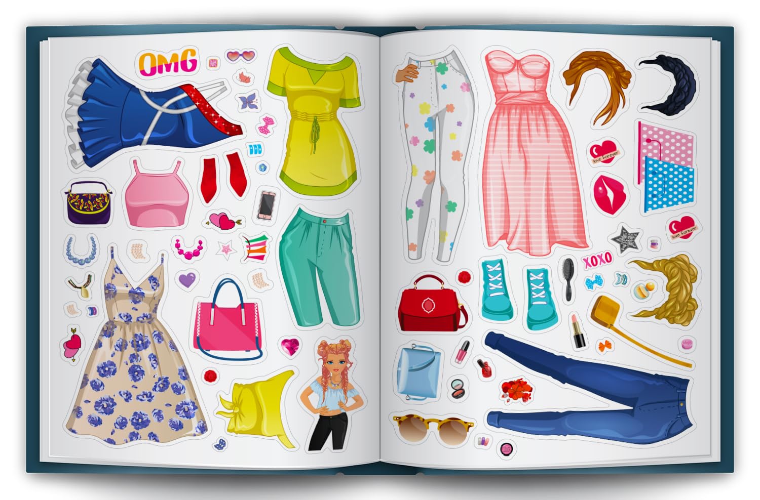 Fashion Girls Colour the Girls 36-Page Activity Book with 150+ Stickers