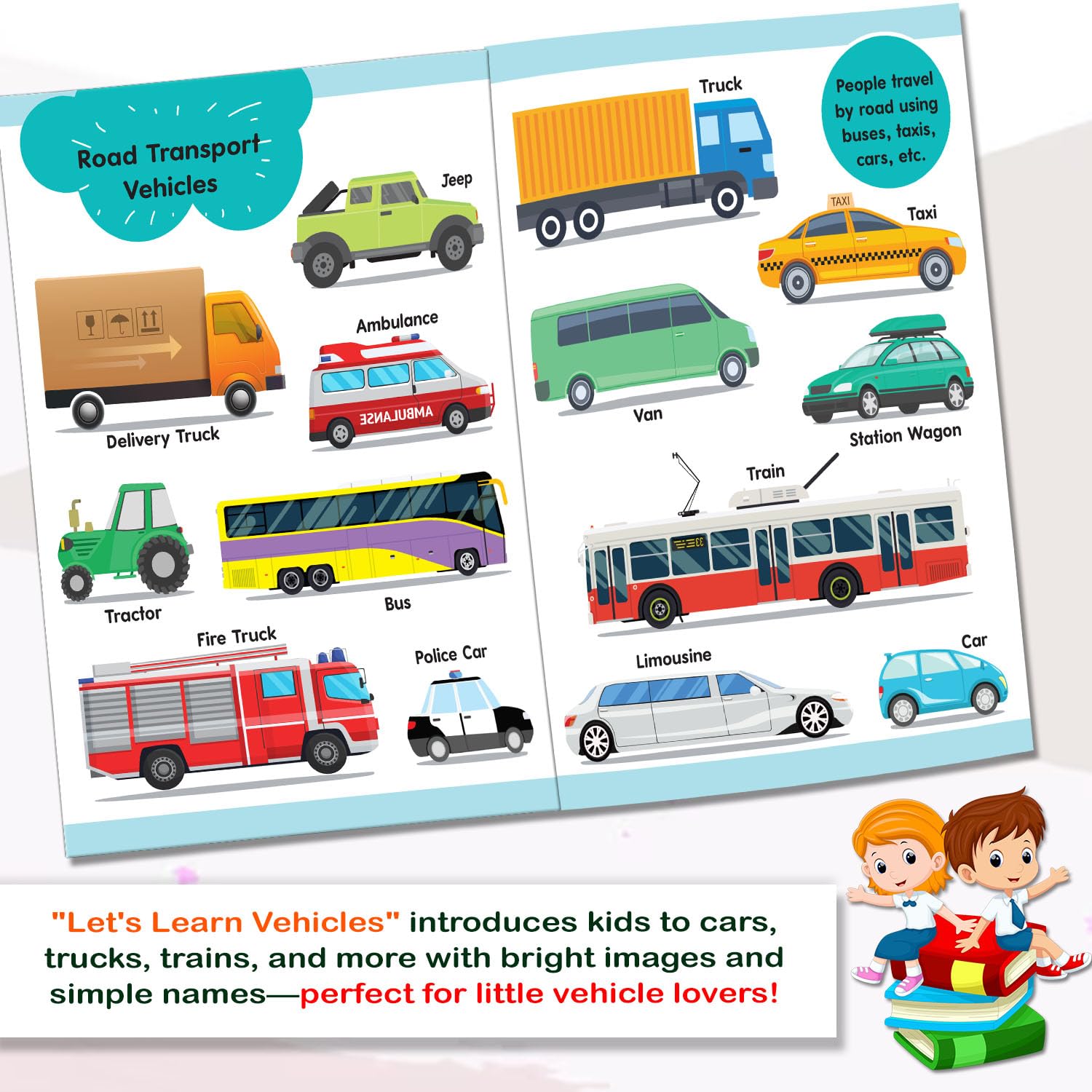 Let's Learn About Amazing Vehicles Book (10 Pages)