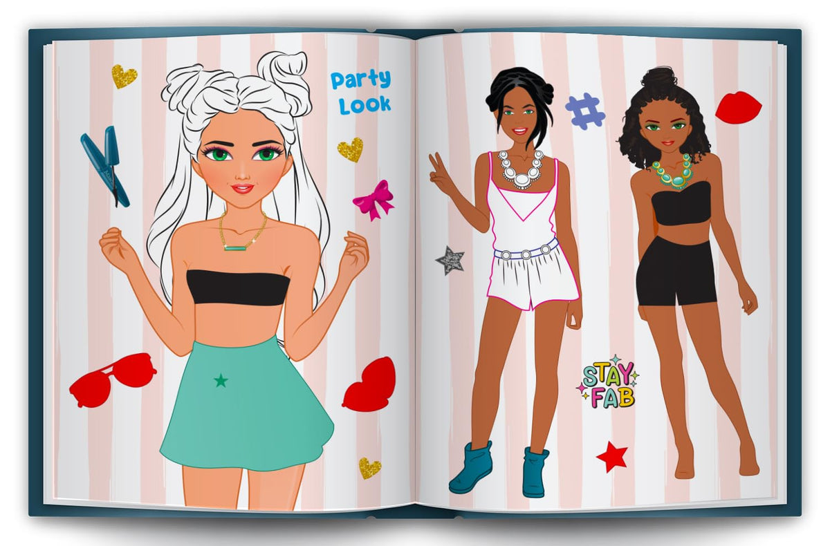 Fashion Girls Colour the Girls 36-Page Activity Book with 150+ Stickers