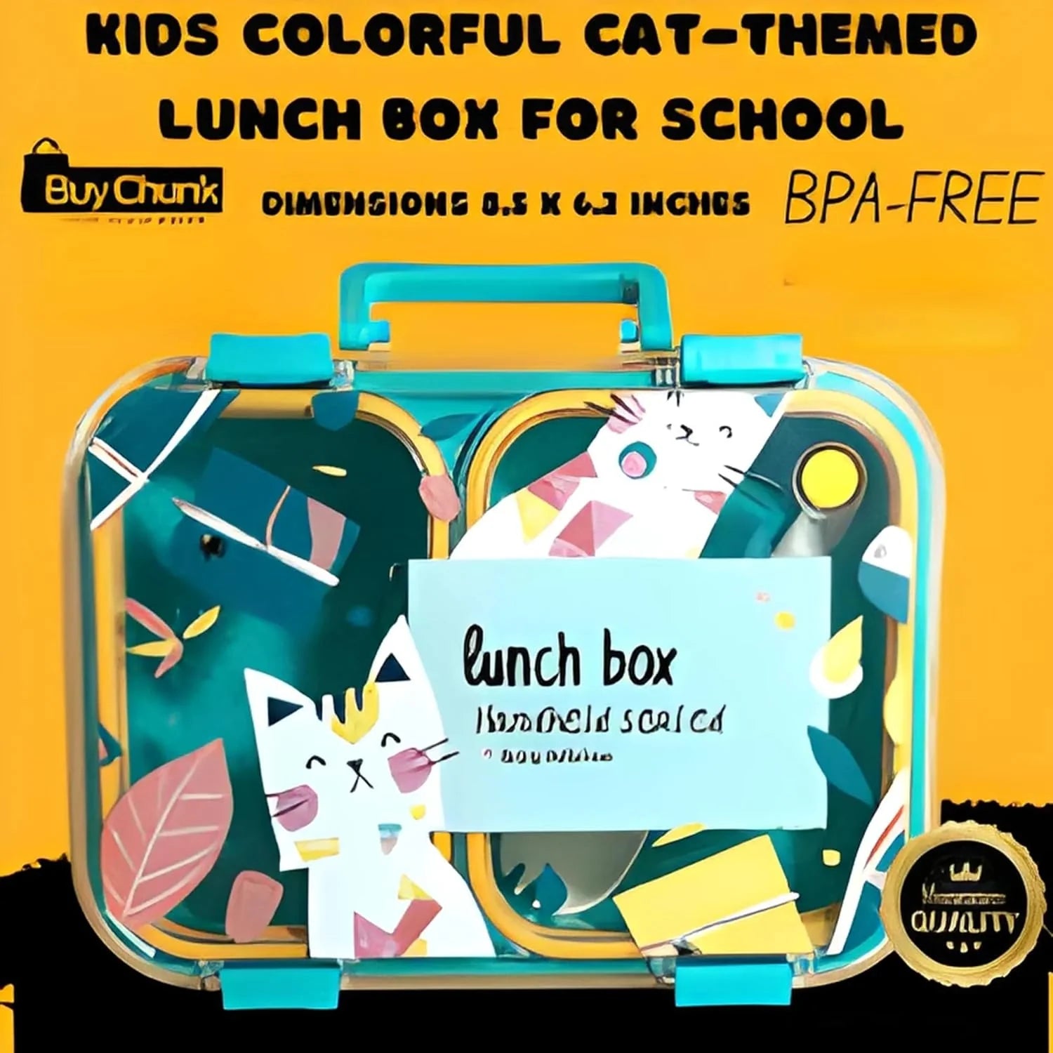 KidZilan Playful Cat 2-compartment handheld bento box, 850ml, view 3