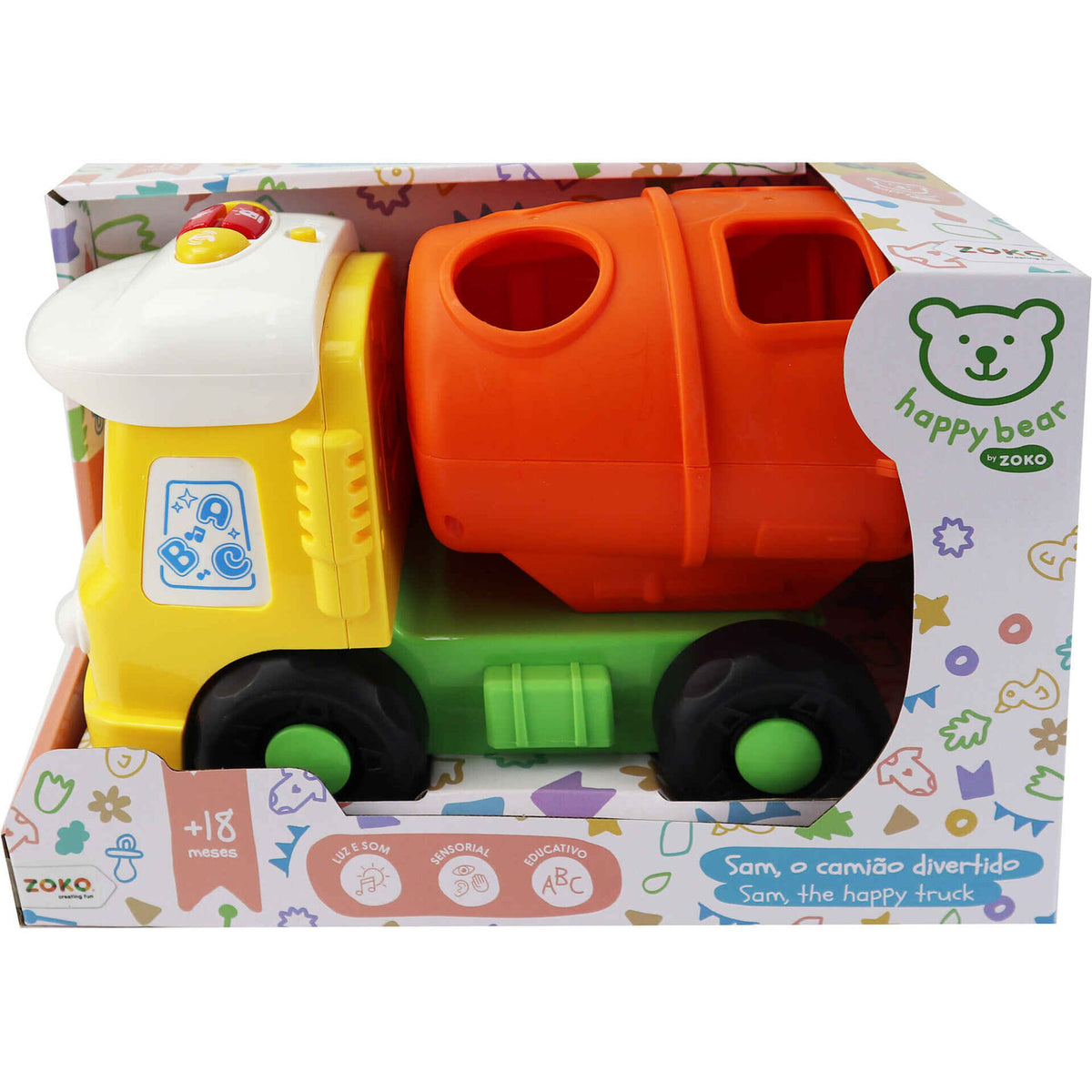 Shape sorting mixer truck toy with music, view 2