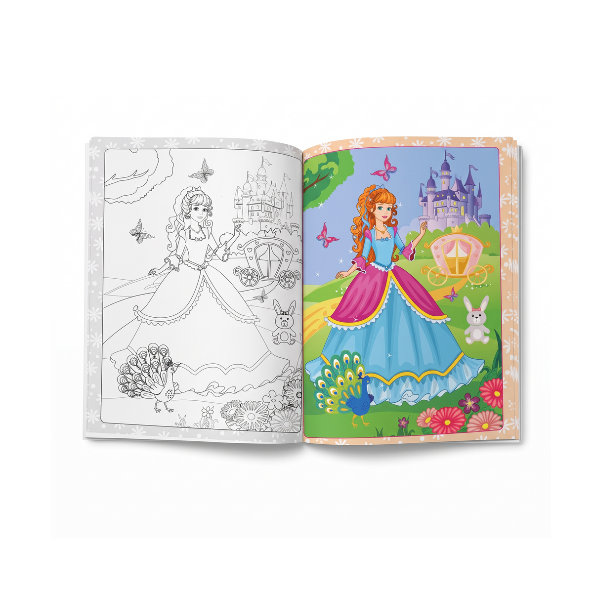 Princess Dresses (Yellow) 48-Pages Coloring Book (Arabic Edition) Ages 3+ Years