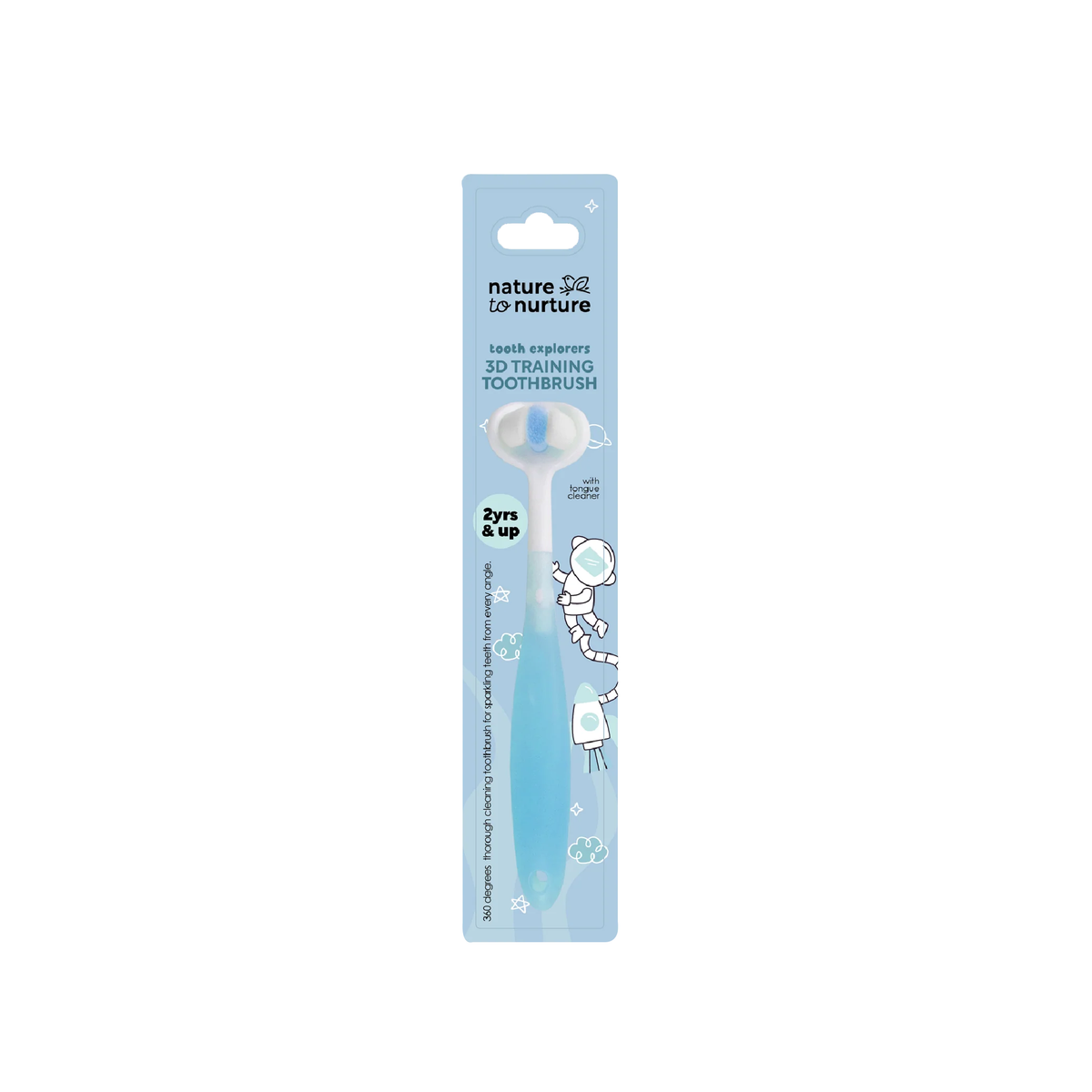 3D training toothbrush for toddlers and kids, blue