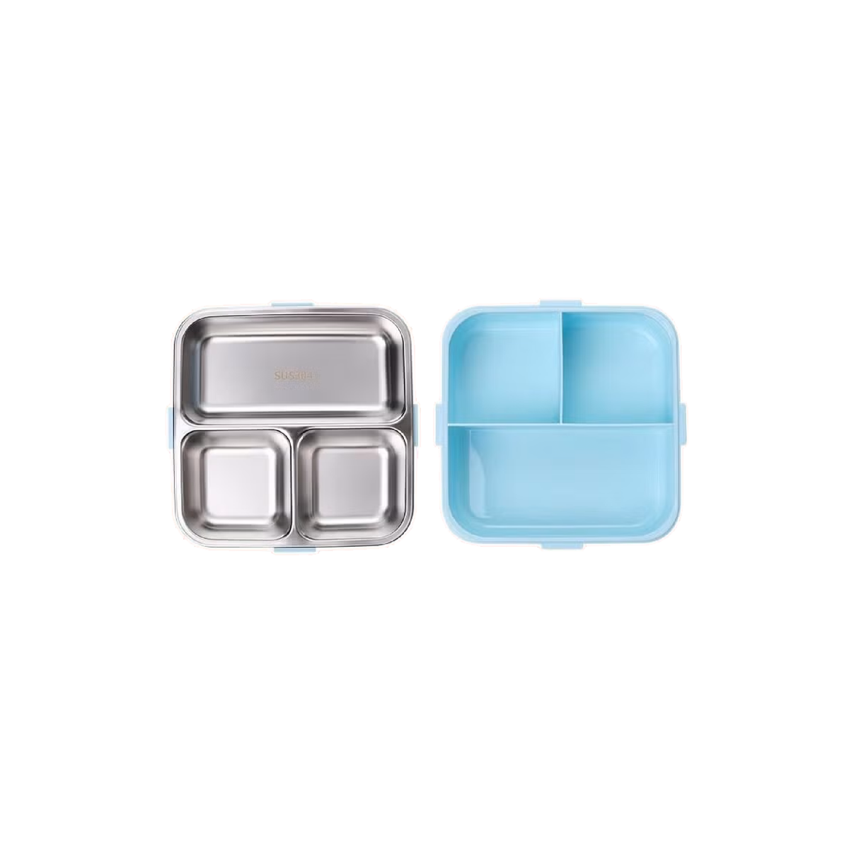 KidZilan Cartoon Elephant 304 stainless steel bento box set, blue view 3
