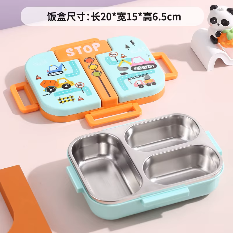 Laxson kids stainless steel leak-proof bento box, blue open view