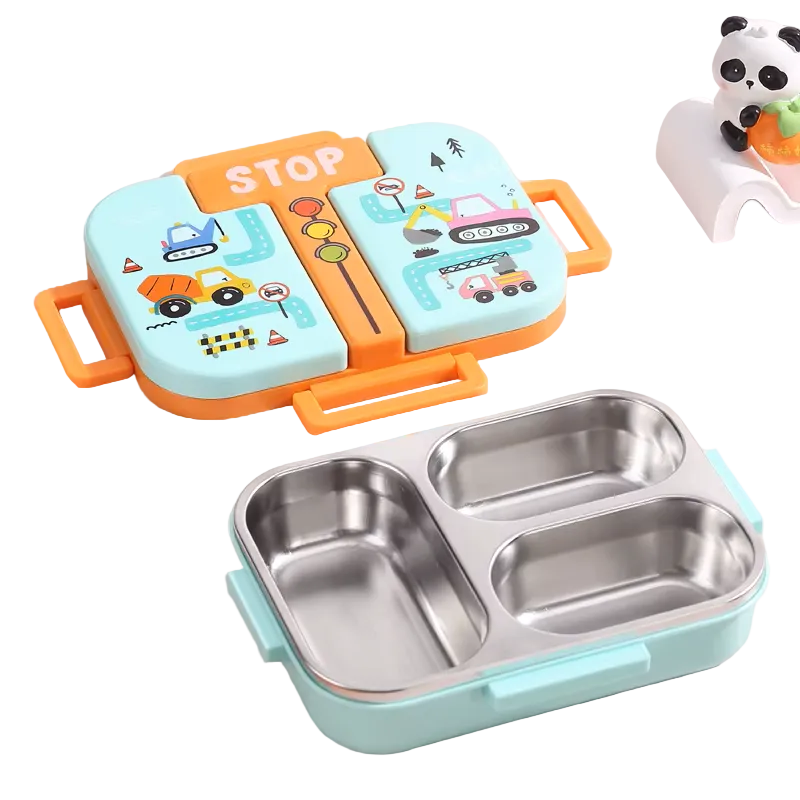 Laxson kids stainless steel leak-proof bento box, blue astronaut design