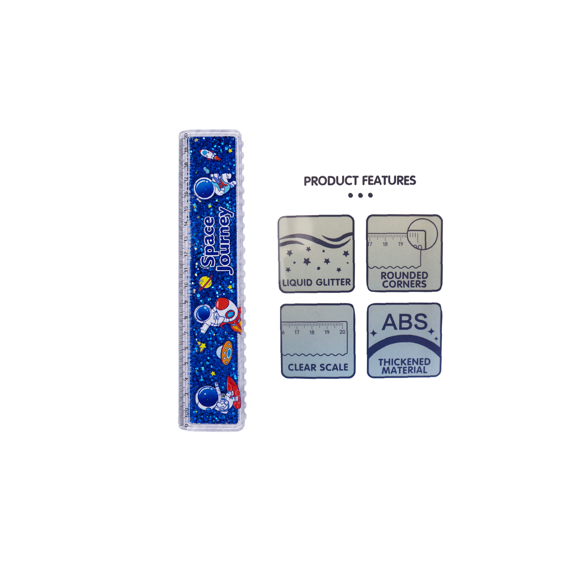 Astronaut Space Journey shaker glitter ruler, view 1