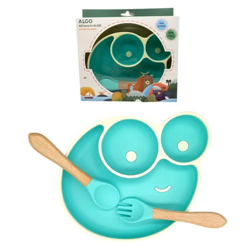 Algo snail silicone baby feeding set, top view of plate