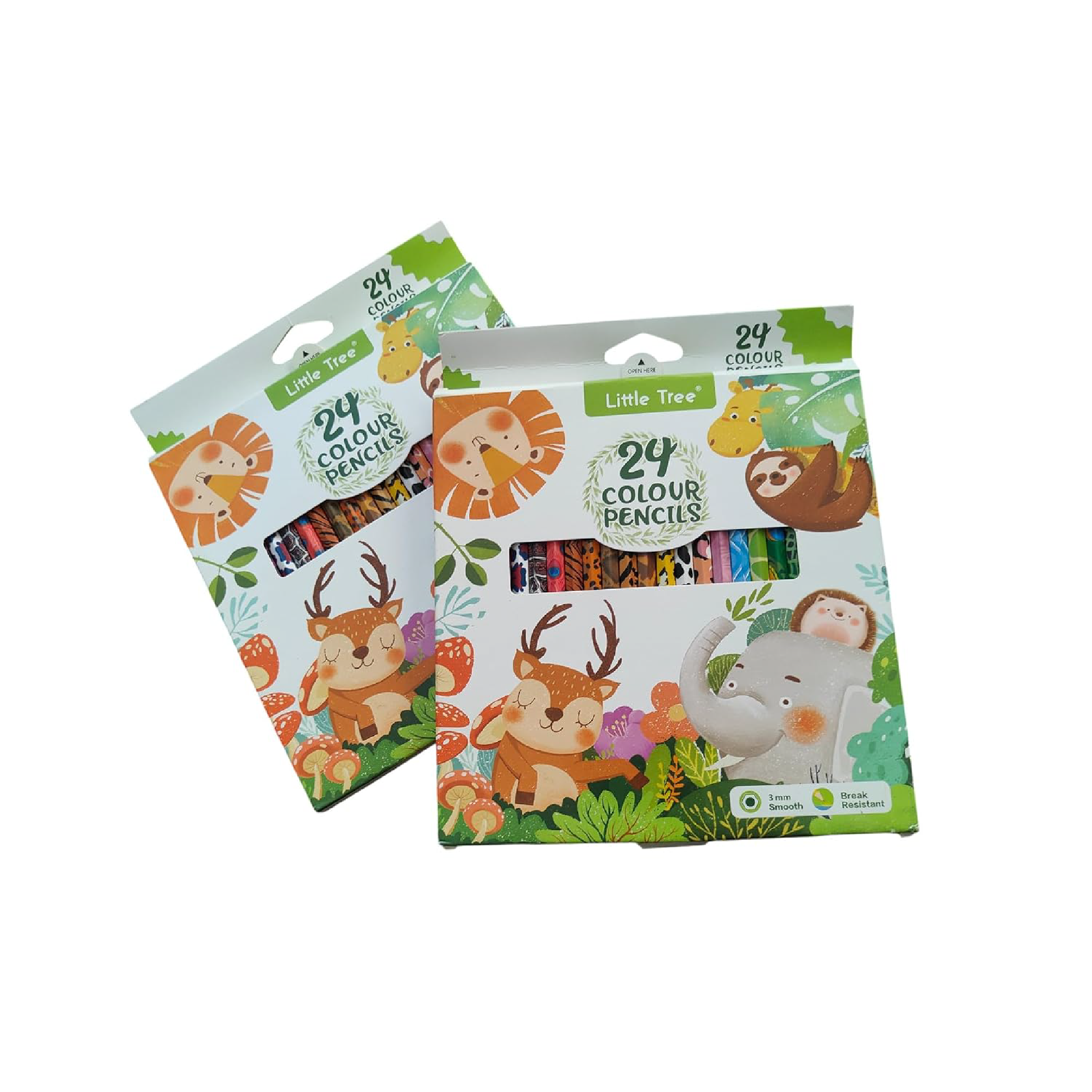 Jungle Safari 24-pack premium colour pencils, animal print design