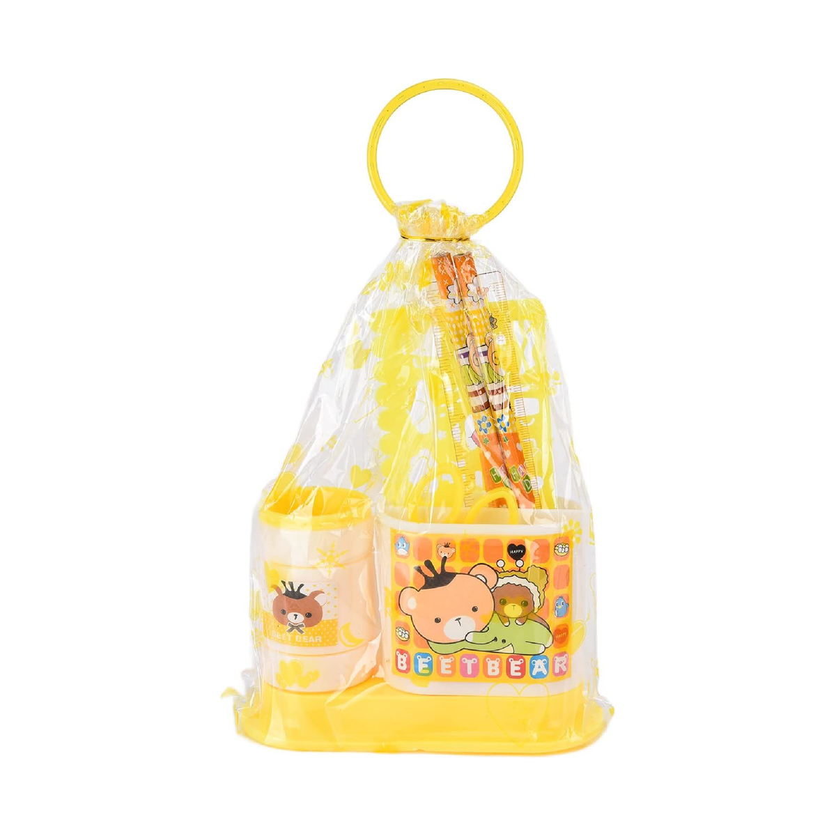 Sunshine Yellow all-in-one desk organizer and stationery combo, view 6