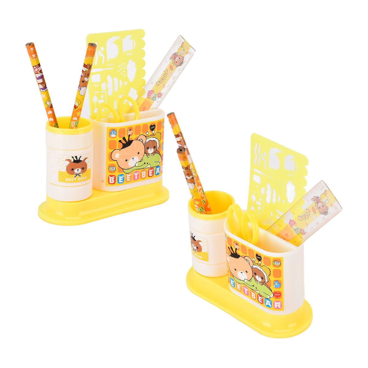 Sunshine Yellow all-in-one desk organizer and stationery combo, view 4