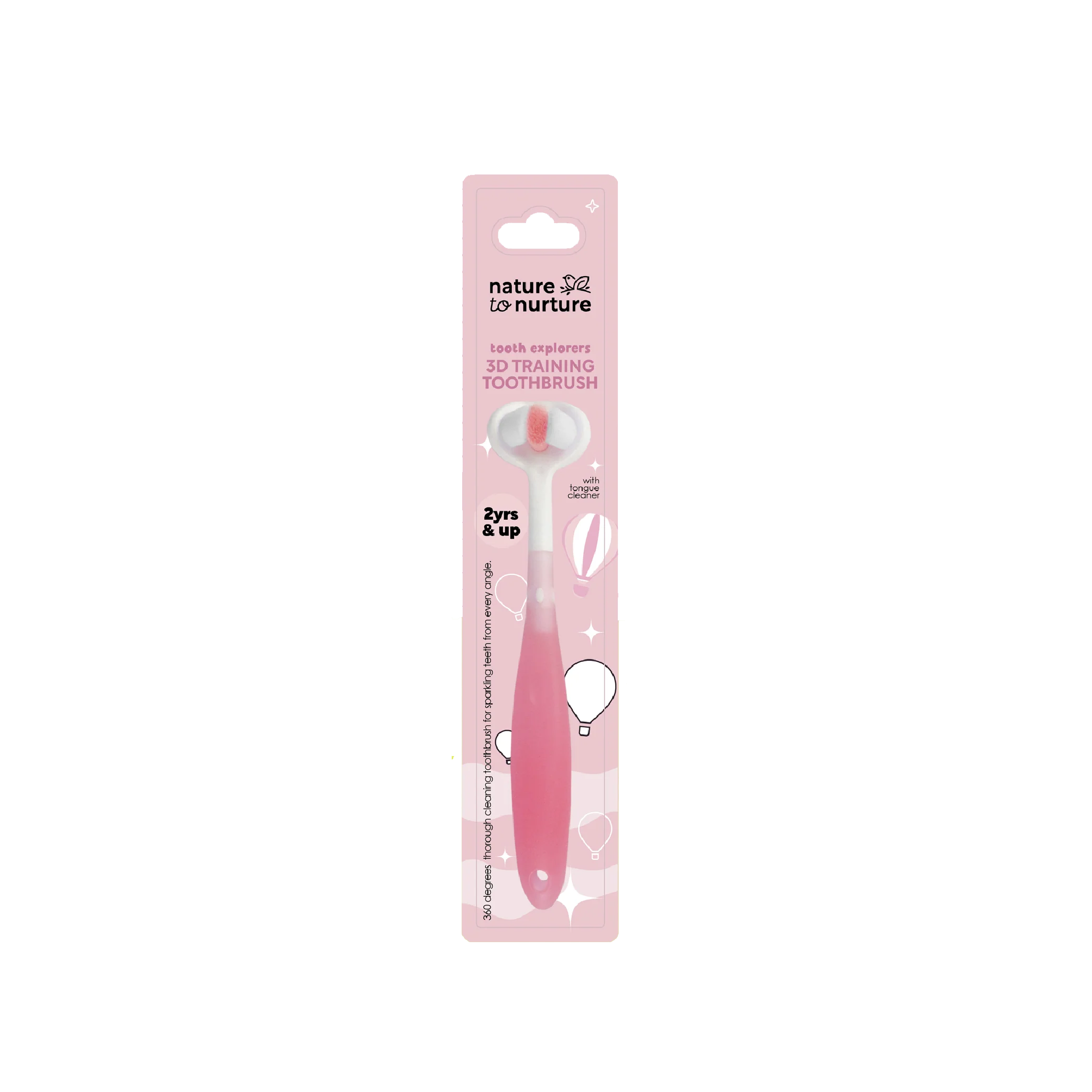 3D training toothbrush for toddlers and kids, pink