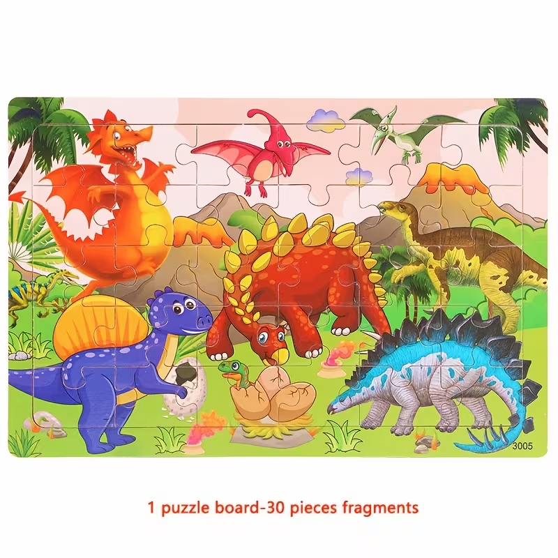 Little Explorers wooden jigsaw puzzle, 30 pieces, dinosaur world theme