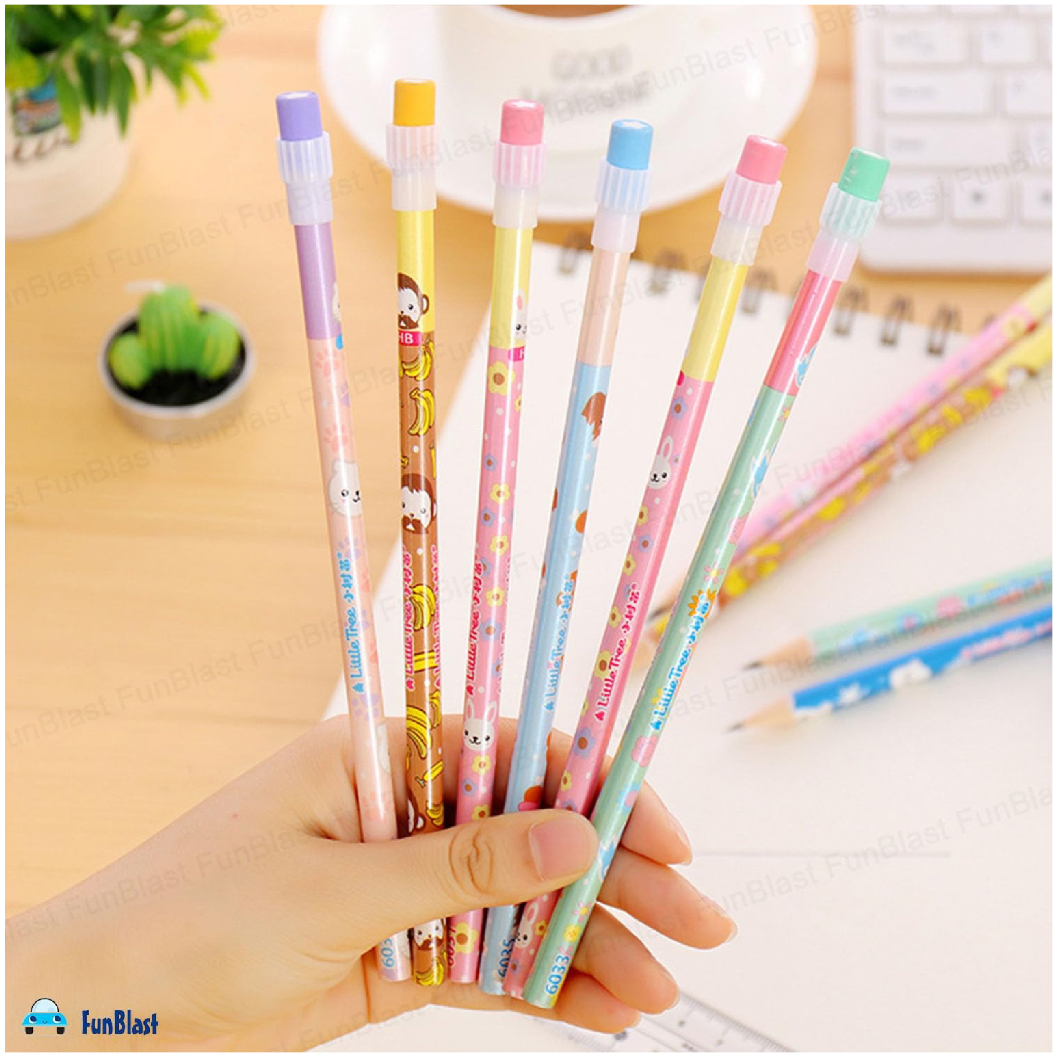 Party Animals 12-pack student pencils and sharpener kit, main view