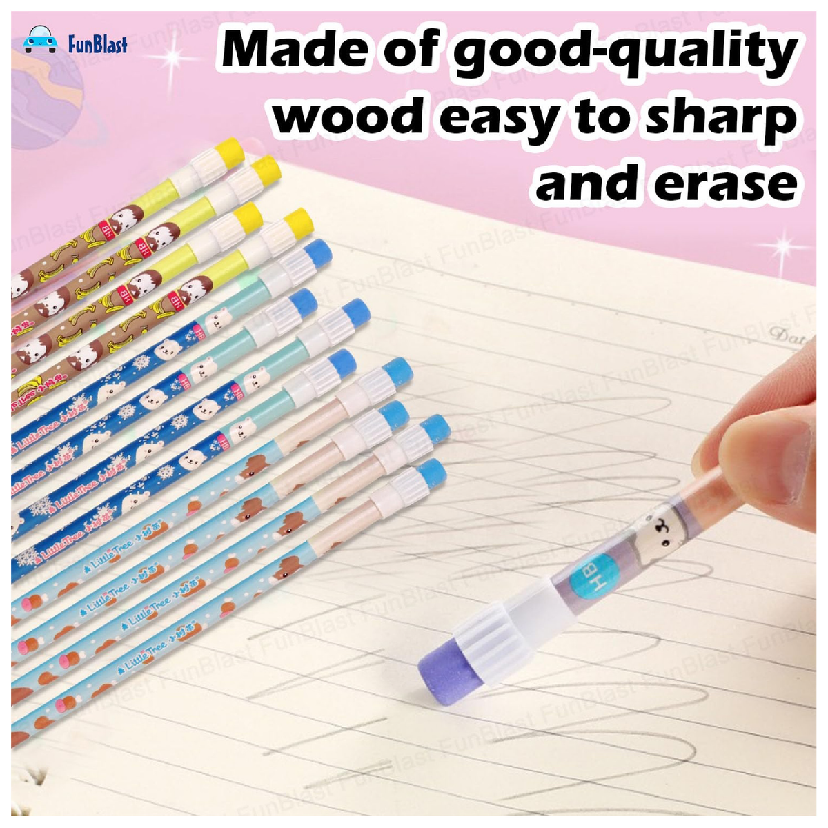 Party Animals 12-pack student pencils and sharpener kit, view 3