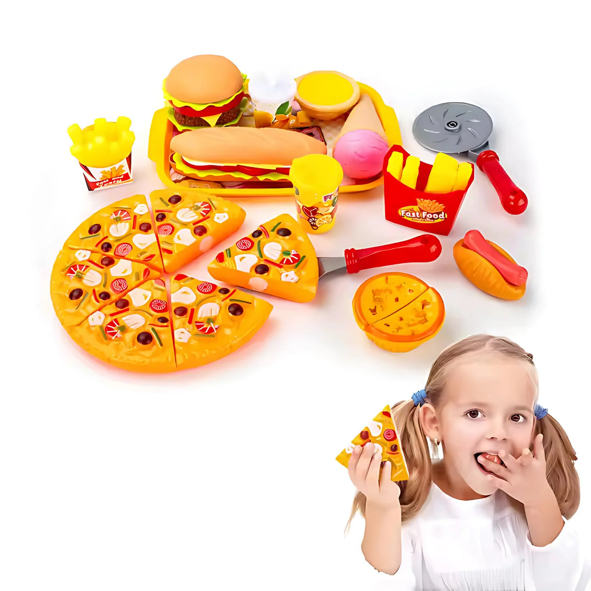 KidZilan fast food and pizza cutting playset, view 1