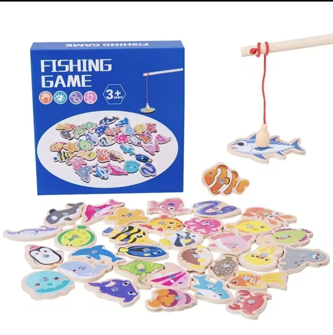 KidZilan wooden magnetic fishing game set, view 2
