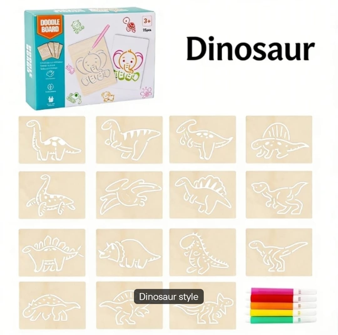 KidZilan wooden stencil doodle board set, 15-piece, view 6