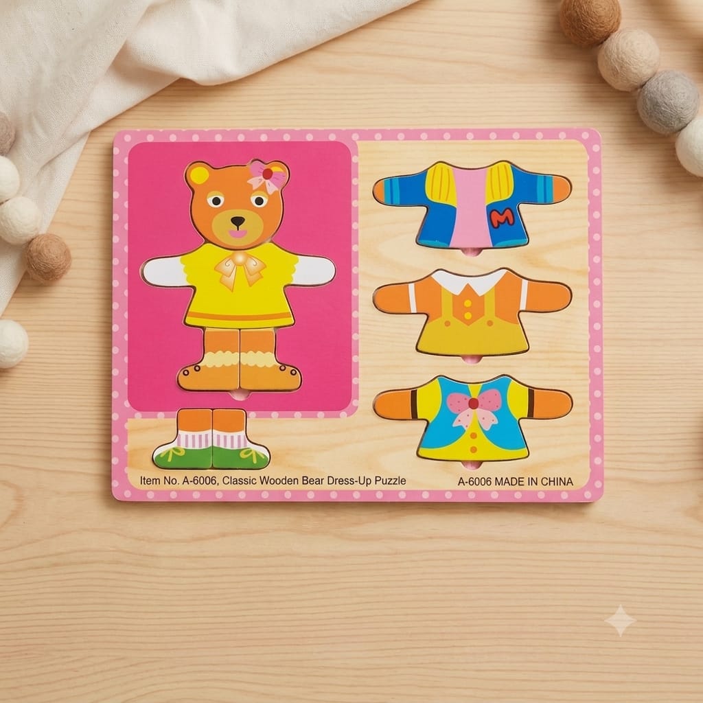 KidZilan wooden animal dress-up changing puzzle board, view 5