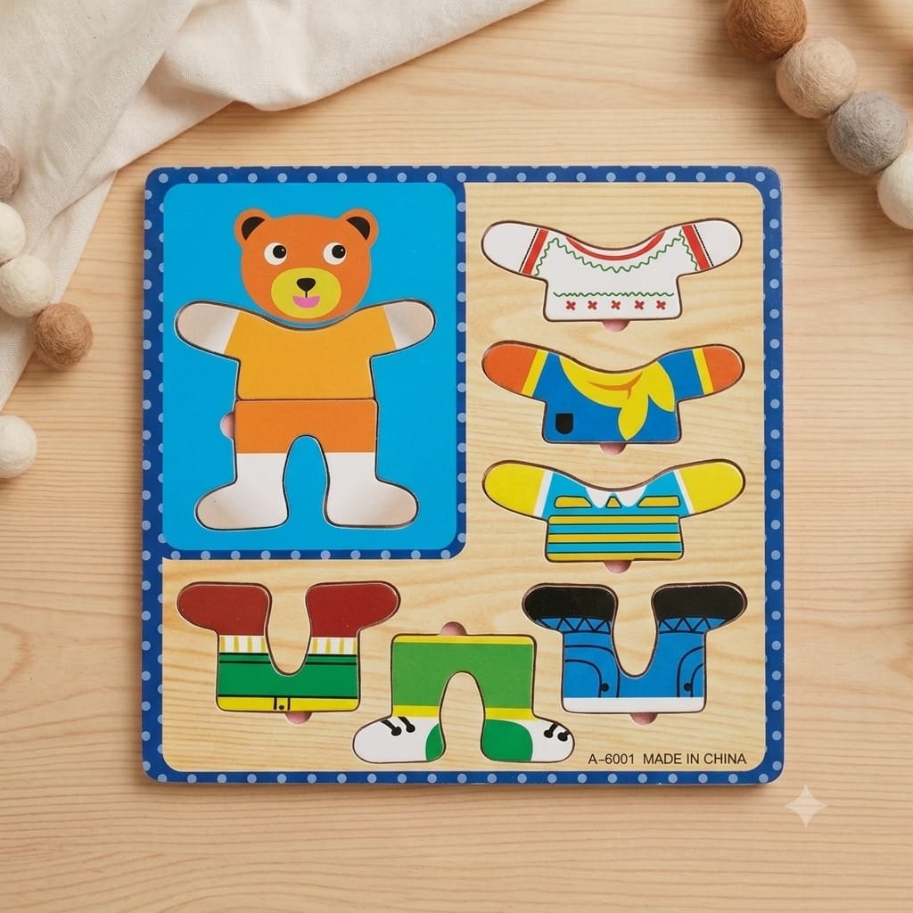 KidZilan wooden animal dress-up changing puzzle board, view 3
