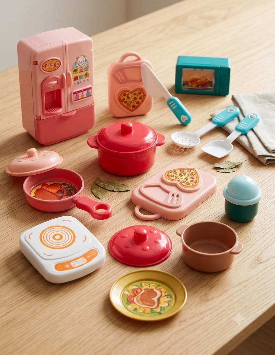 KidZilan funny kitchen deluxe mini refrigerator and cooking playset, view 2