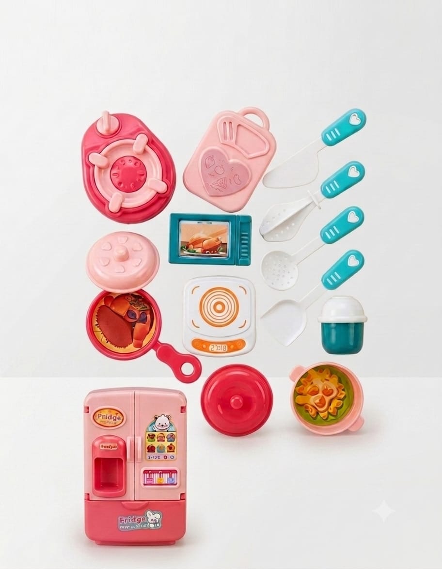 KidZilan funny kitchen deluxe mini refrigerator and cooking playset, view 3