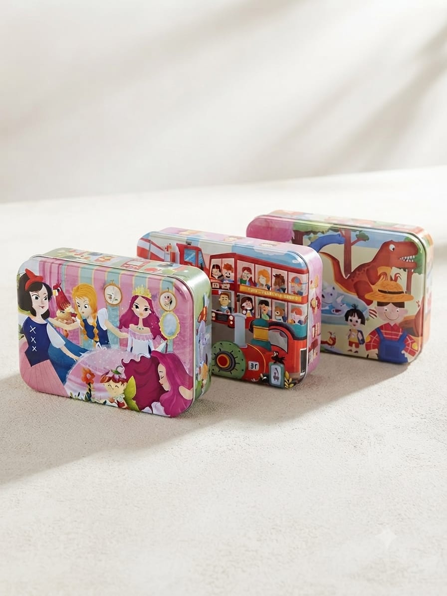 KidZilan portable tin box 4-in-1 jigsaw puzzle set, 43 pieces, view 2