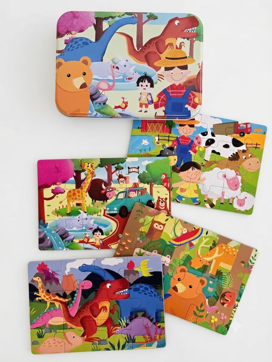 KidZilan portable tin box 4-in-1 jigsaw puzzle set, 43 pieces, view 5