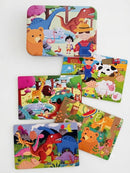 KidZilan Portable Tin Box 4-in-1 Jigsaw Puzzle Set (43 Pieces)