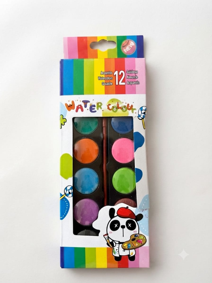 KidZilan 12-color watercolor paint set with brush, view 1