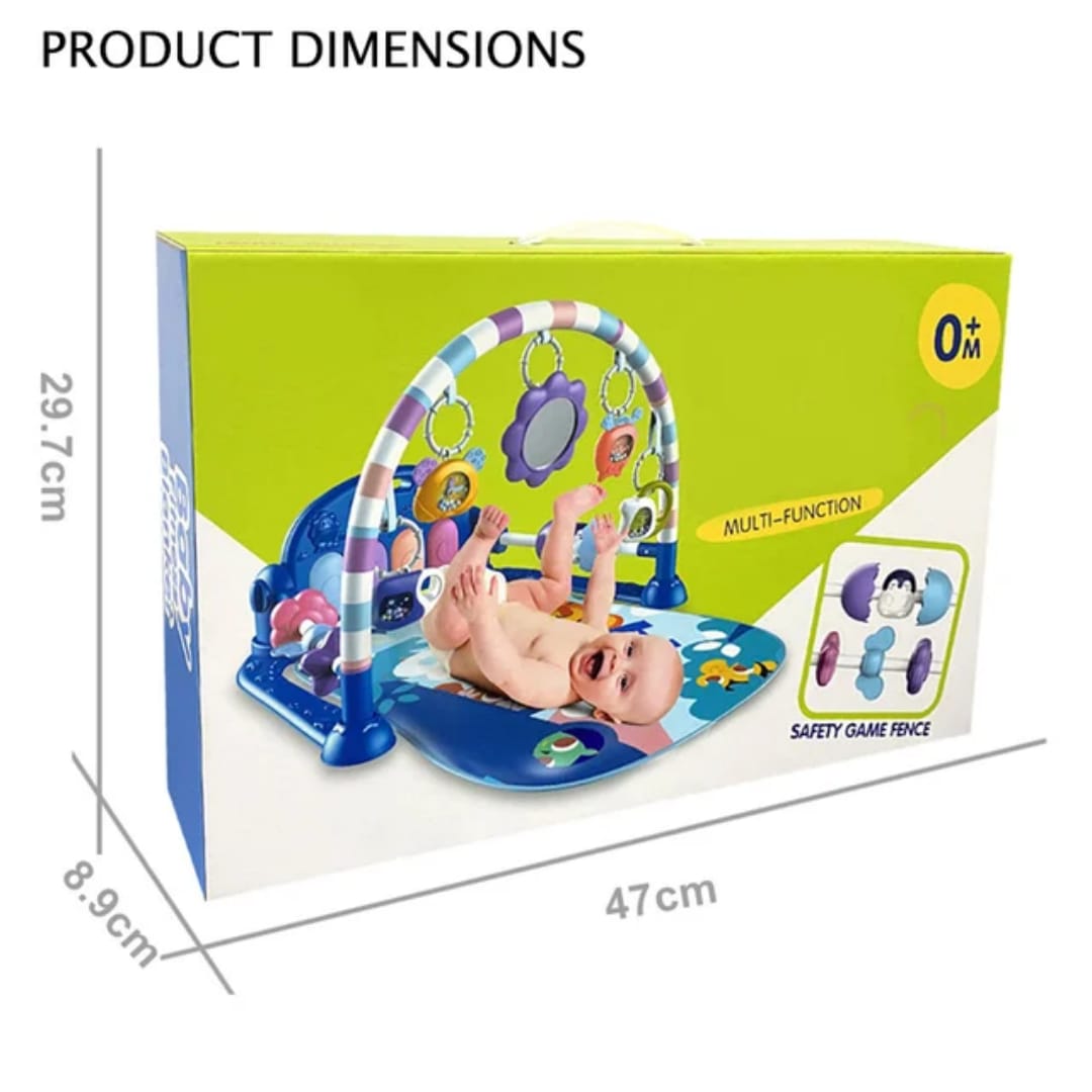 Vivakids multi-function baby fitness blanket and kick piano gym, blue, view 3