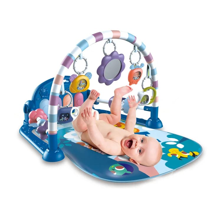 Vivakids multi-function baby fitness blanket and kick piano gym, blue, view 2