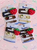 KidZilan Sweet Strawberry & Plaid Hair Clip Set
