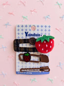 KidZilan Sweet Strawberry & Plaid Hair Clip Set